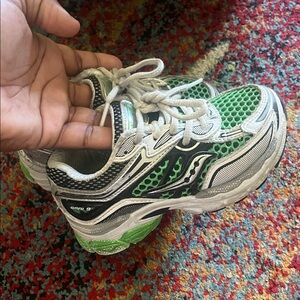 Saucony Kids Green and Silver Sneakers